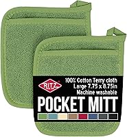 Vista 29 de Ritz - Guante de bolsillo de rizo y almohadilla resistente al calor, duradero, 100% algodón, diseño ergonómico para un agarre óptimo, fácil cuidado