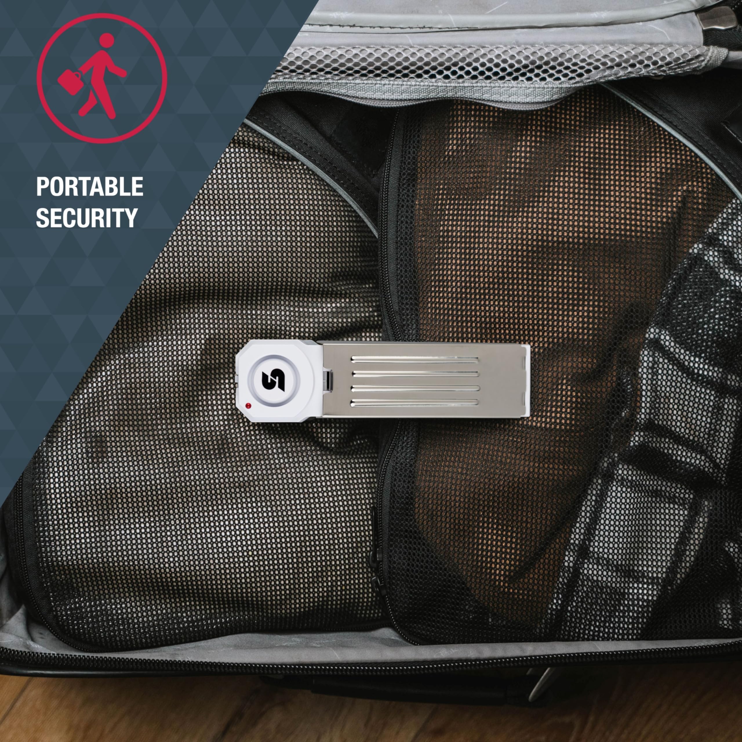 SABRE Alarme de sécurité sans Fil – Sirène extrêmement puissante de 120 DB, portée jusqu'à 450 m, Tapis antidérapant, Compact, Parfait pour la Maison, Les Voyages, l'appartement ou Le dortoir