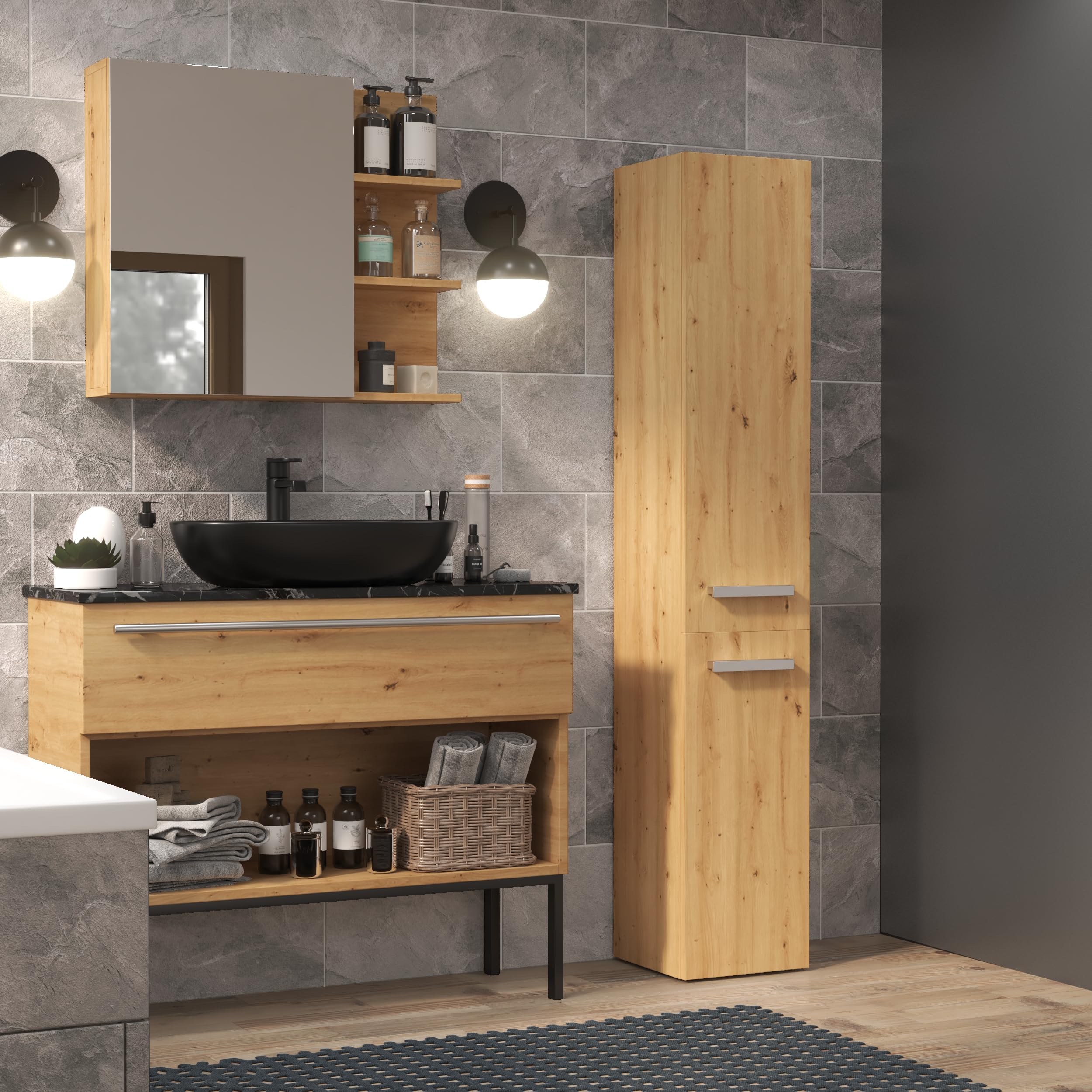 Mobile Da Bagno VASAGLE A Colonna - 170cm, Bianco, Con Cassetto E Ripiani Regolabili - Foto 3