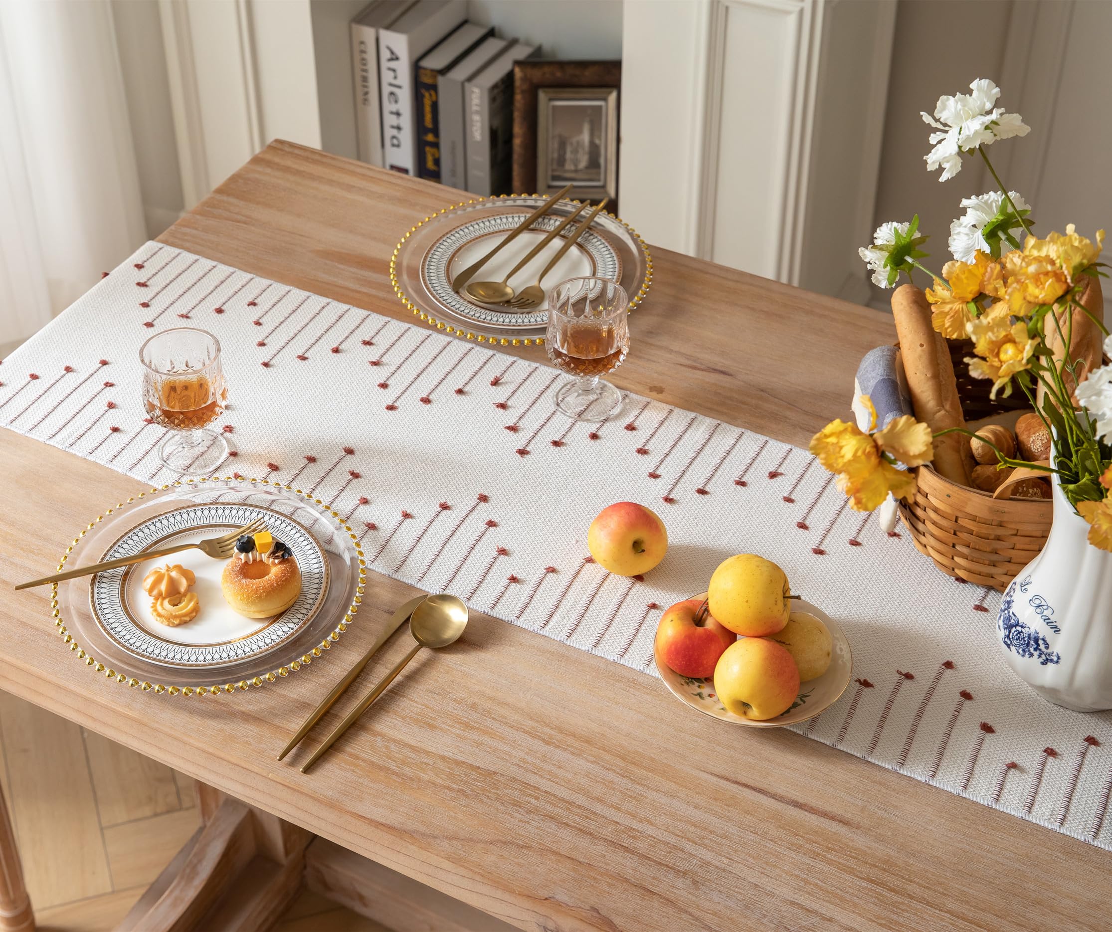 Rust Beige Table Runner - Boho Chic -6 Rust Beige Table Runner - Boho Chic -6