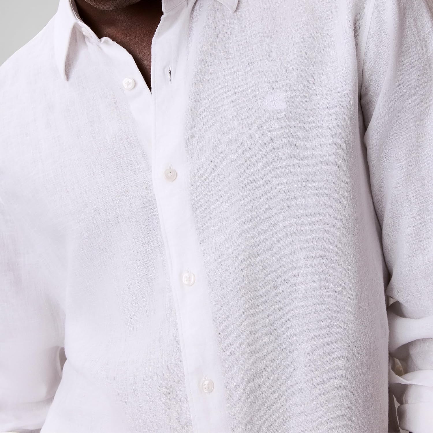 Calvin Klein Men's Long Sleeve Linen Classic Shirt