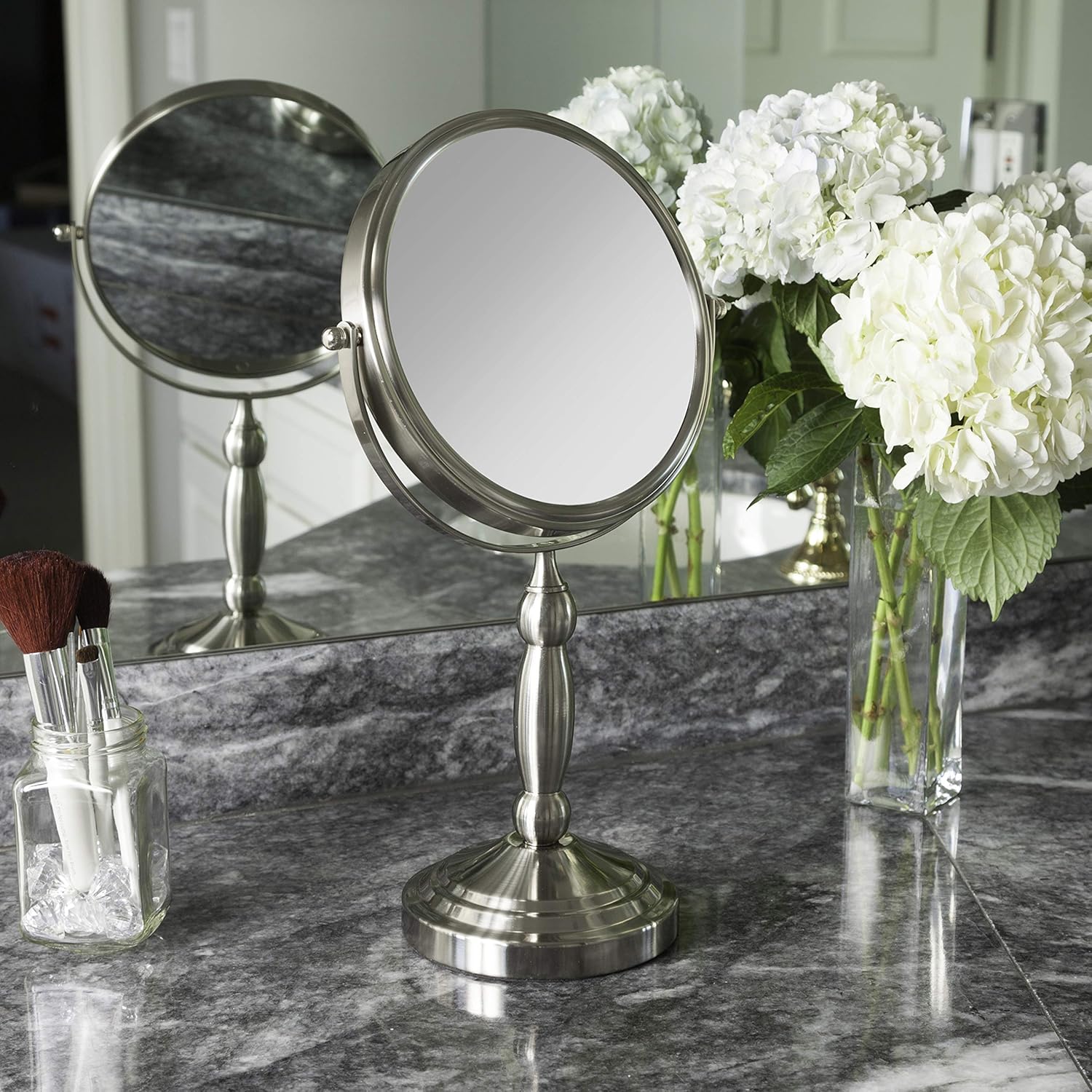 Zadro 9” W x 16" H Round Non-Lighted Makeup Mirror 10X 1X Magnifying Makeup Mirrors Rotating Head Makeup Mirror for Desk : Everything Else