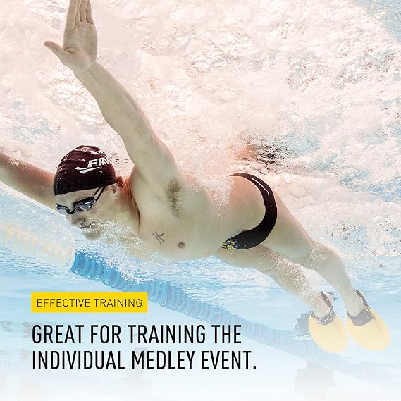 FINIS Positive Drive Swim Fins for All Four Strokes - Ergonomic Fit - Adjustable Heel Strap - Yellow/Black