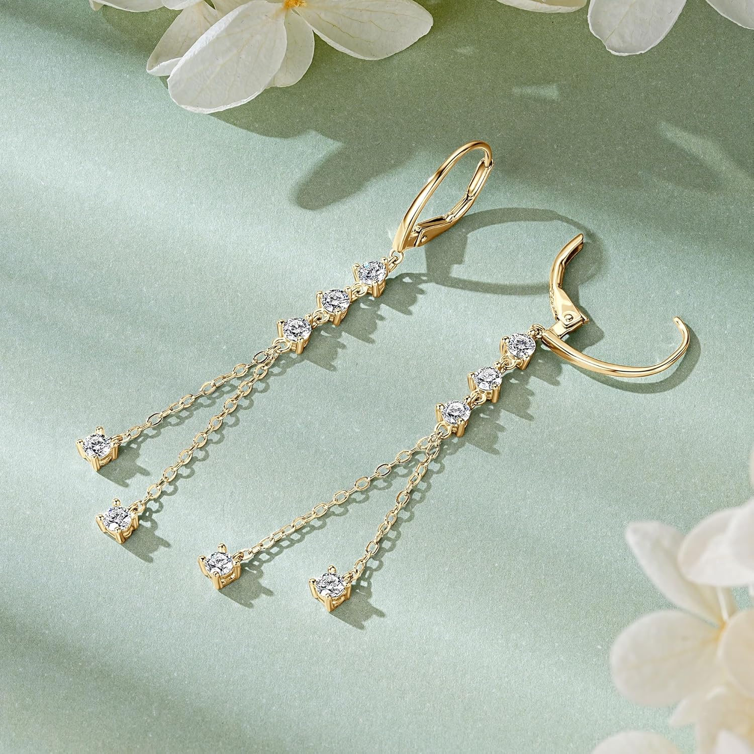 Moissanite Drop Dangle Earrings for Women 925 Sterling Silver Leverback Earring D-E Color VVS1 Clarity Hypoallergenic Jewelry Promise Birthday Christmas with Certificate - Image 6