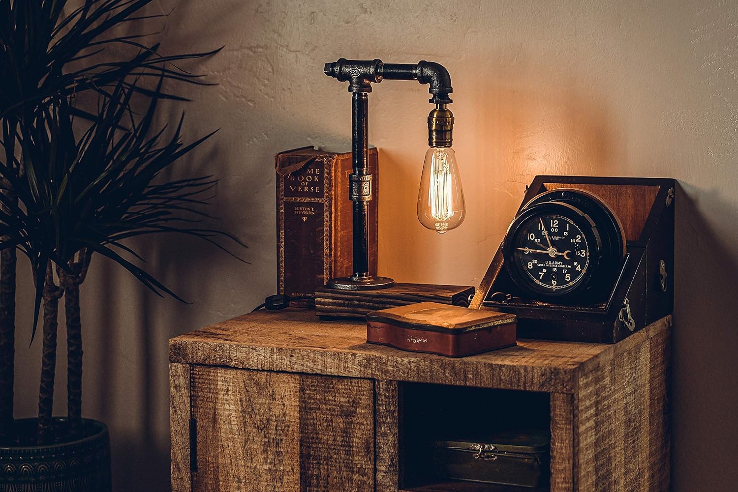 Hot Deals Edison Desk Lamp, Industrial Table Lamp, Steampunk Metal Pipe Lamp for Nightstand, Dressers, Coffee Table, Study Desk in Bedroom College Dorm …