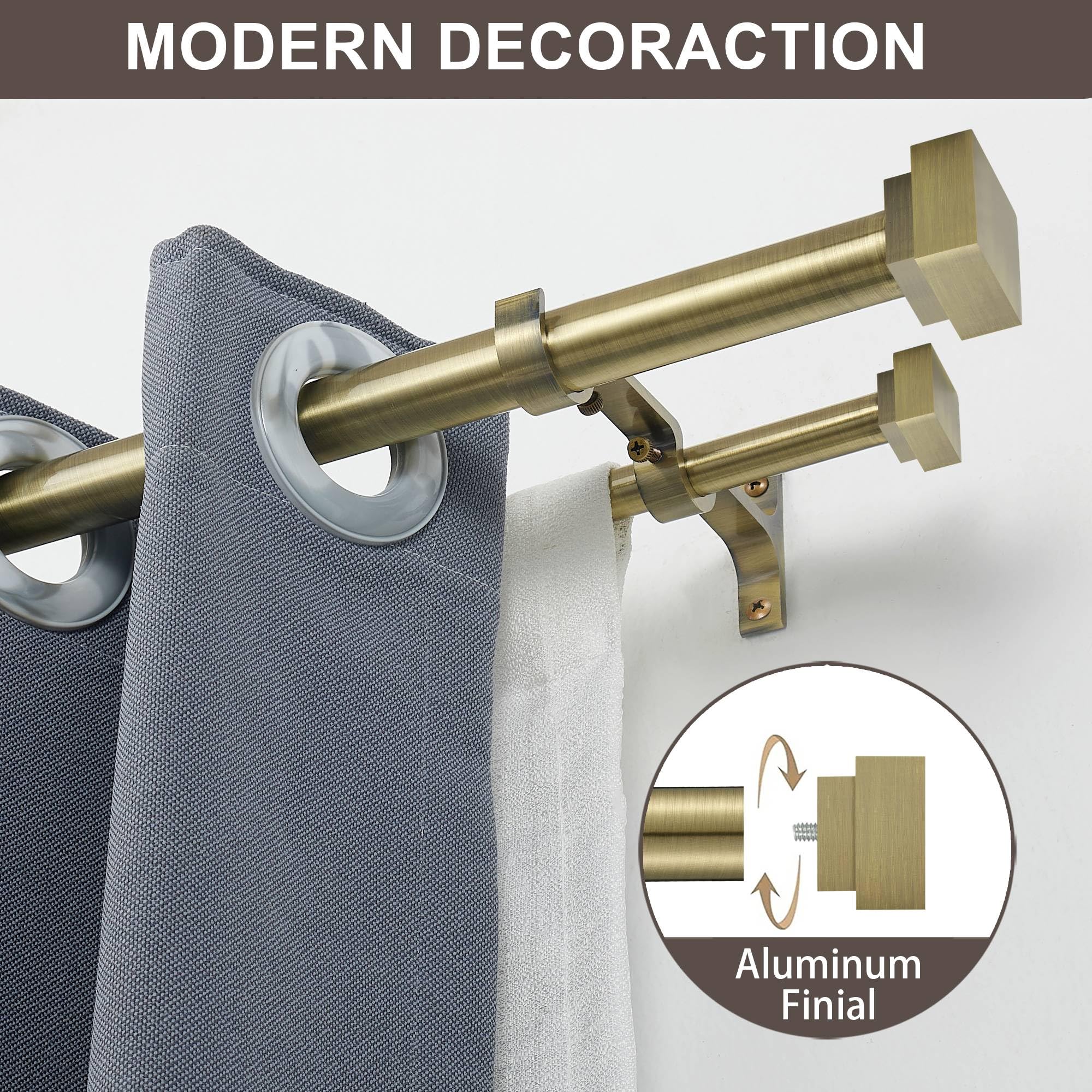 Duplex Window Rods Snapklik.com : 1 Inch Modern Double Window Curtain Rods,72-144 Inch ...