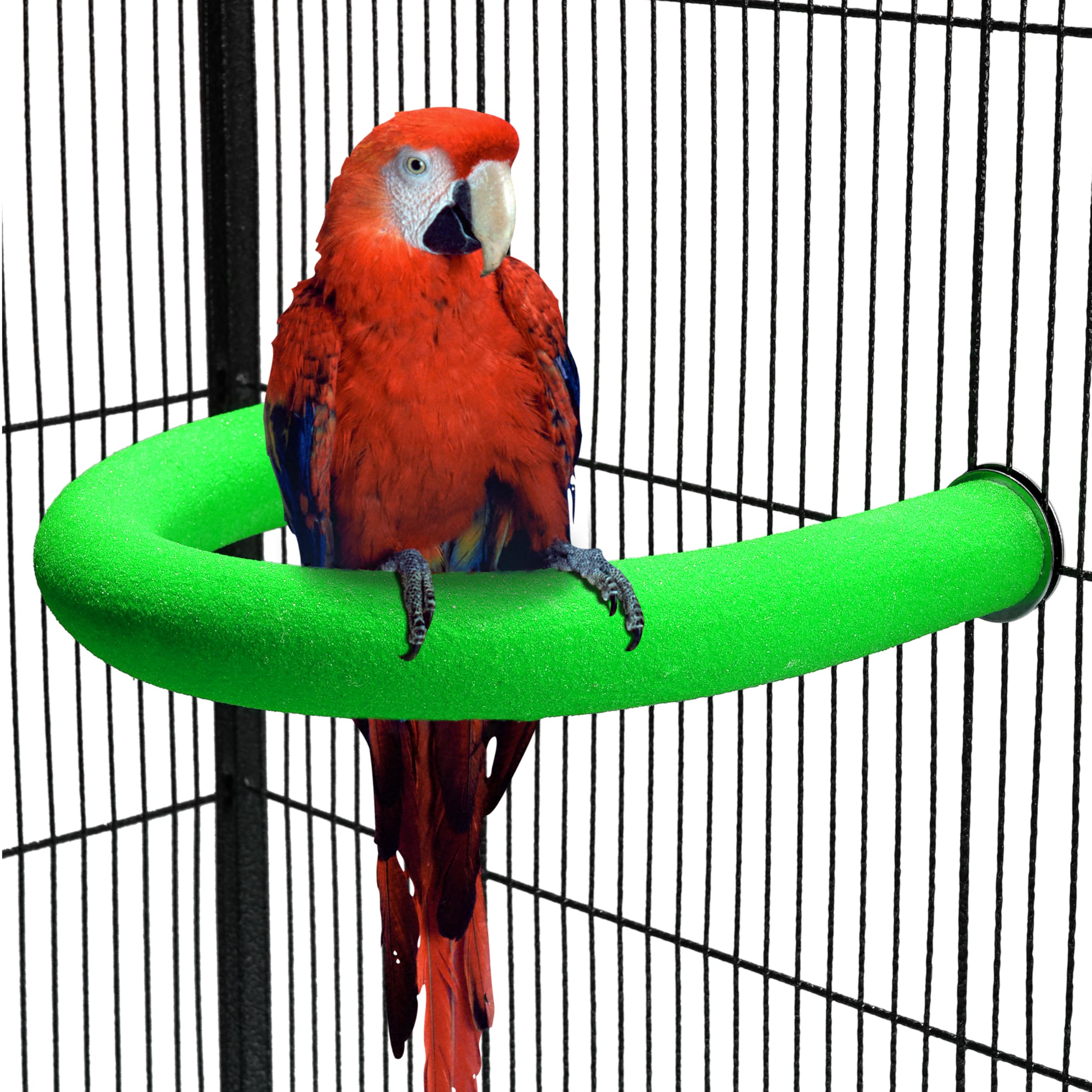 FrgKbTm U Shape Parrot Perch Stand Toy Bird Platform Sand Paw Grinding Clean Stick Exercise Conure Budgie Cockatiel Cage Accessories (Large-Green)