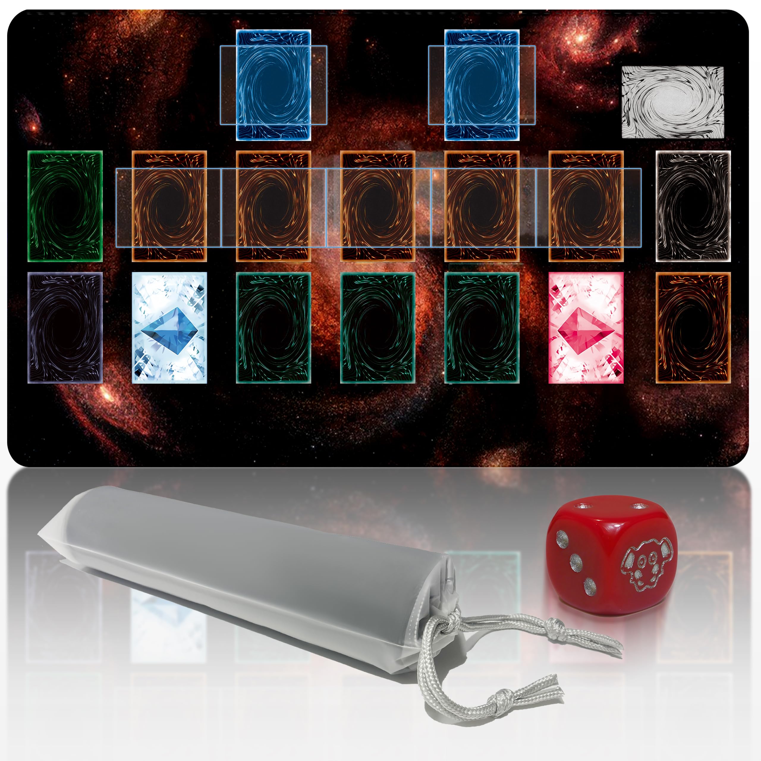 Extalas for Yu-Gi-Oh Playmat Single Player,with Free Limited - Edition dice and Storage Tube Size 24 * 14