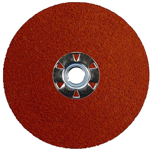 Vista 8 de Weiler 69888 Tiger Disco de lijado y molienda de fibra de alúmina de cerámica, 5 pulgadas de diámetro, grano 36, 5/8 pulgadas - 11 cubos