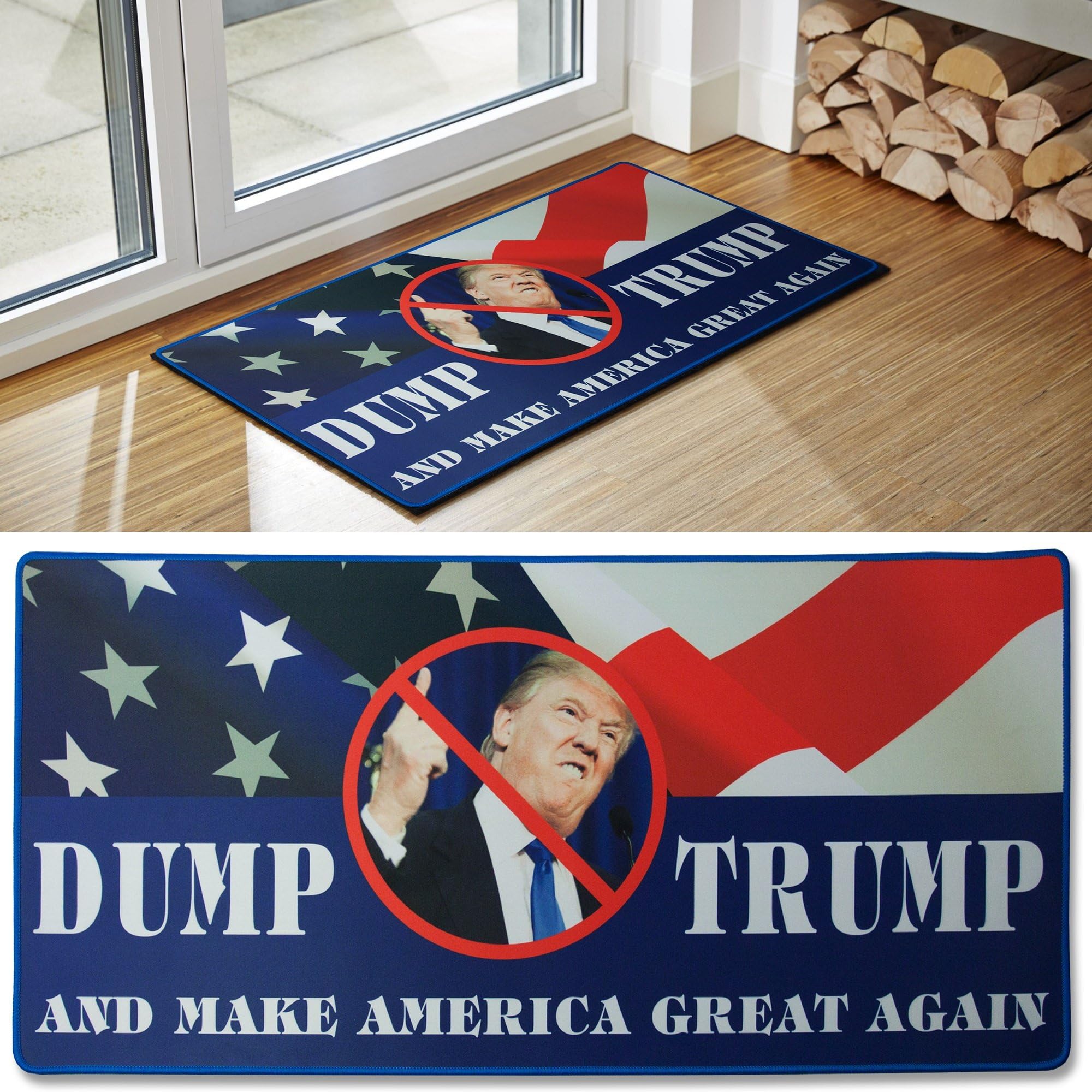 Dump Trump Novelty Doormat, Includes Dump Trump Bumper Sticker,HilariousGag Gift, Send To Your Friends And Family, The Maker Of The Best Selling Trump Toilet Paper, 33" x 16"