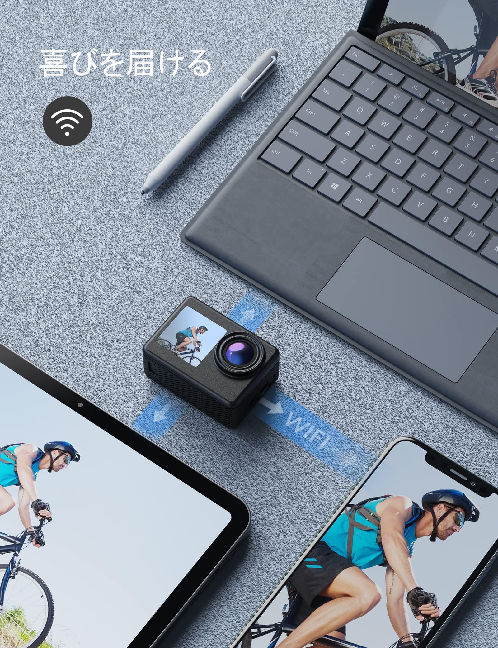 Amazon | WOLFANG GA200 アクションカメラ 【マイク付き】4K 24MP 防水