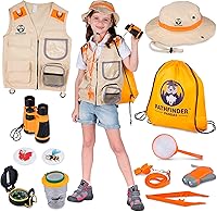 Vista 1 de Kit de Explorador Infantil con Chaleco y Sombrero de Safari para Niños de 7 a 12 Años - Disfraz de Safari y Vestirse como Guardián de Zoológico