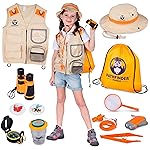 Kids Explorer Kit with Safari Vest & Hat for 3-7 Year Old Boys & Girls - Safari Costume & Dress Up as Zoo Keeper, Paleontologist - Giftable Outdoor Adventure Kit for Kids + Adventure Book
