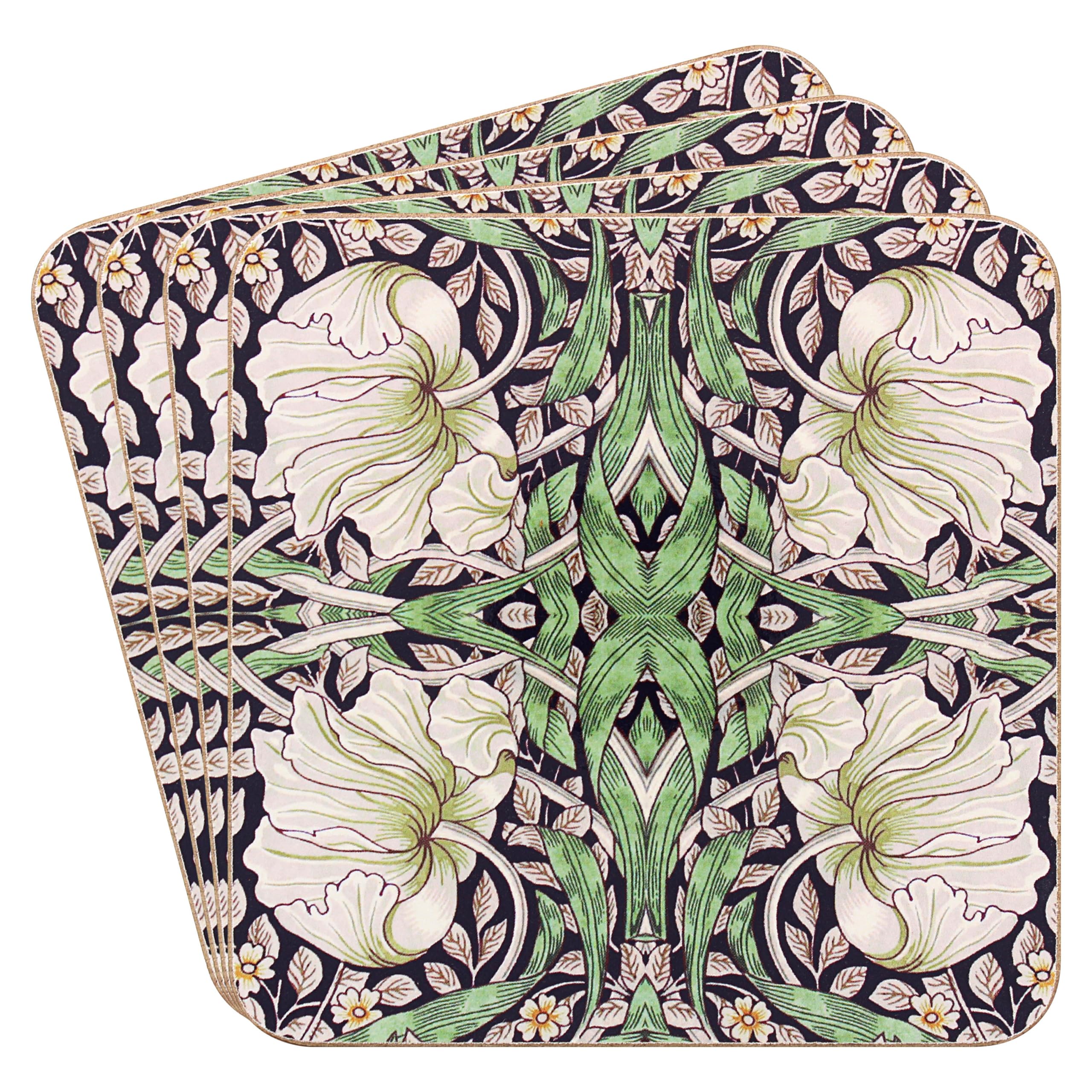 The Leonardo Collection William Morris Pimpernel Coasters Set of 4 For Office Home & Kitchen | Lovely Coaster Set For Decorative Home Accessories Drinks Coasters For Tea & Coffee