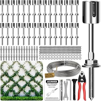 Wire Trellis Kit 30-Set 1/8 Crosshead with Cutter and 150ft Cable