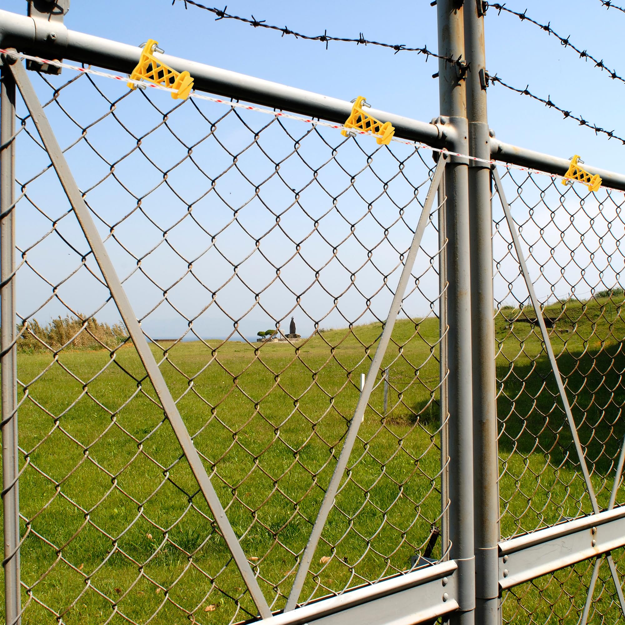 50 aisladores de poste de tubo, aisladores de tubería redondos de valla eléctrica para alambre de valla eléctrica para tubos cuadrados o redondos, color amarillo