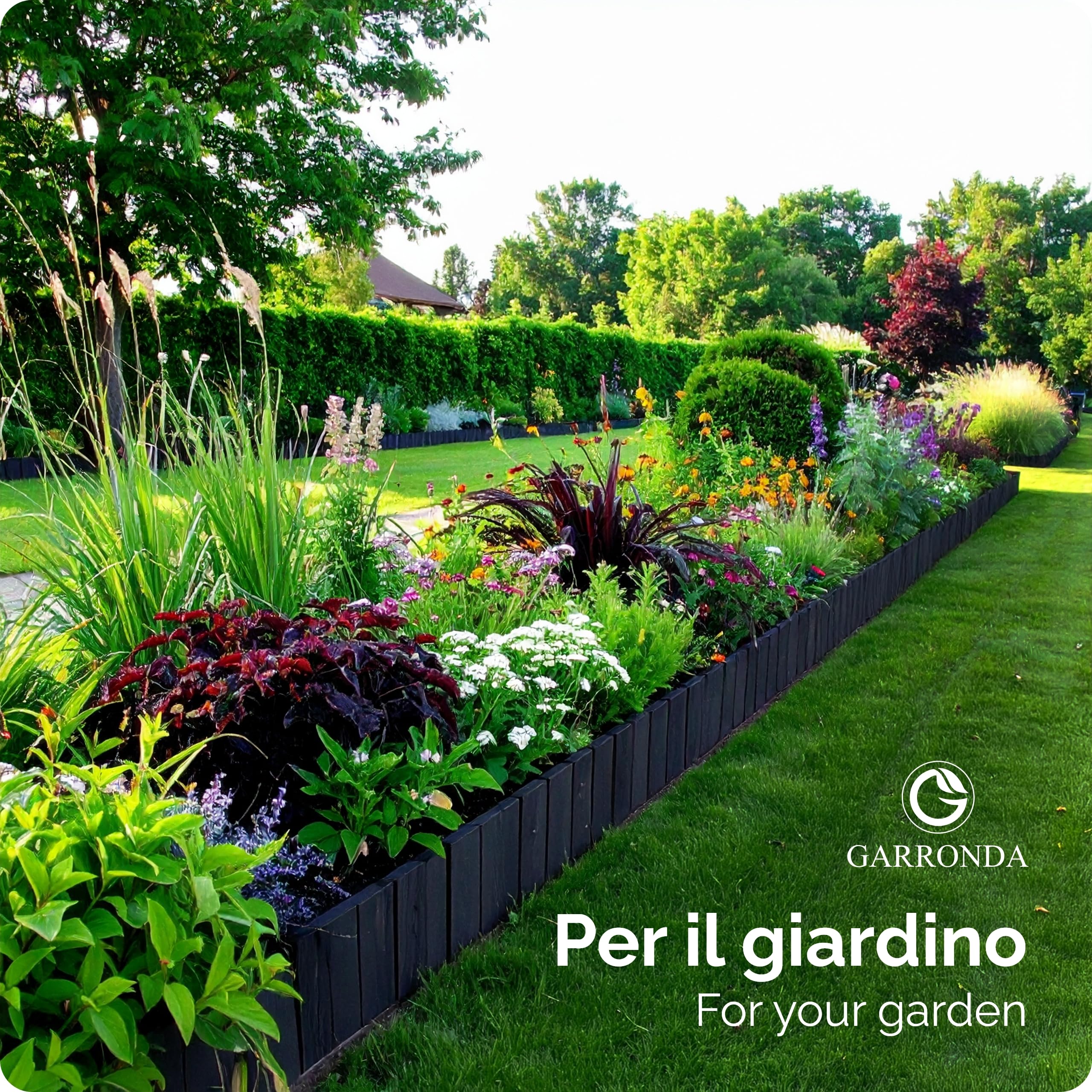 Garronda Rollborder Recinzione in legno flessibile 200 x 30 cm bordatura giardino bordura per aiuola staccionata in legno cordolo Decorazione da frutteti Palizzata GD-0149 Bianco