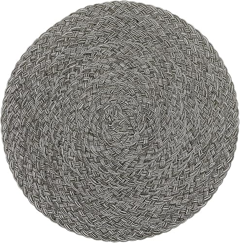 Miniatura 99 de SHACOS Juego de 6 manteles individuales redondos trenzados de 15 pulgadas antideslizantes resistentes al calor de algodón y poliéster, alfombrillas