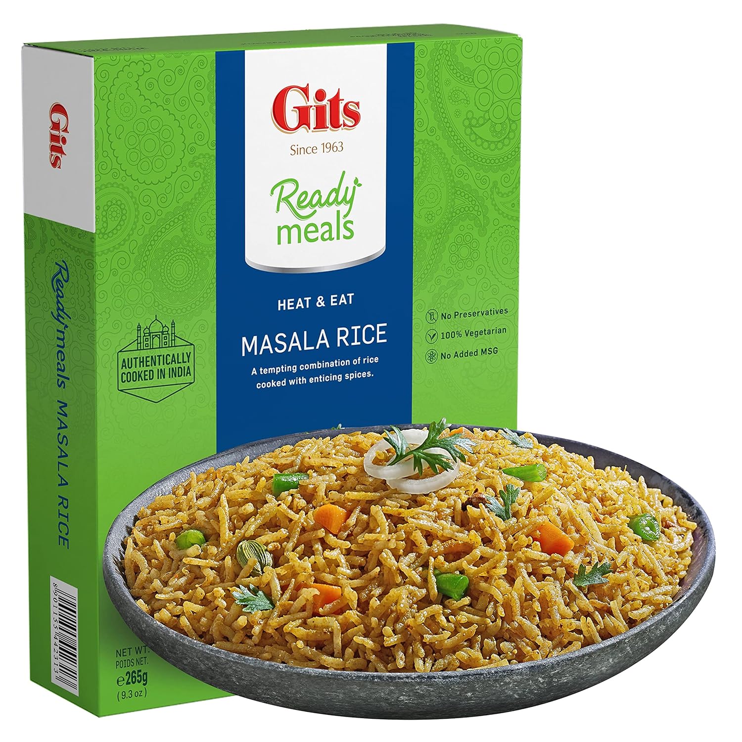 Gits Ready to Eat Masala Rice, 1590g (Pack of 6 X 265g Each)