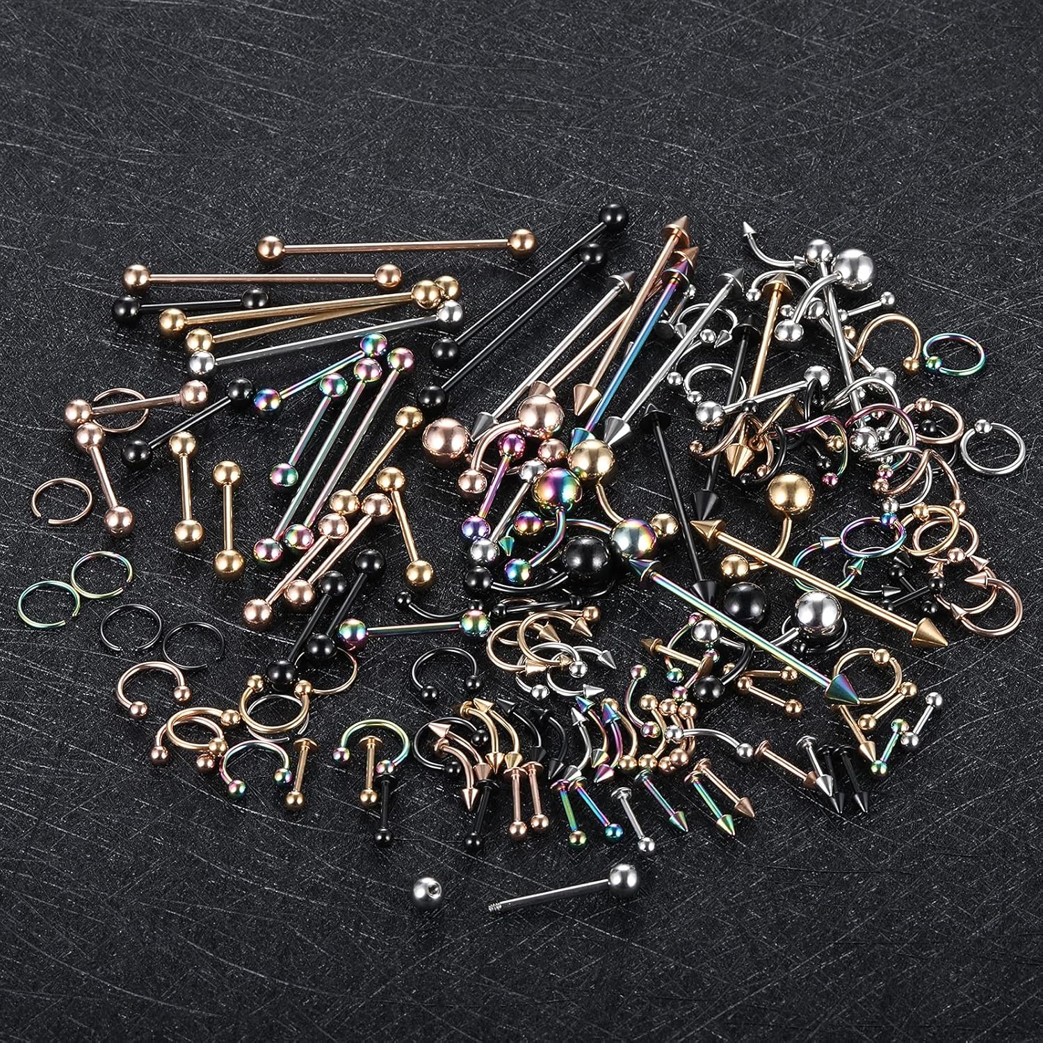 Miniatura 5 de Xpircn 150 piezas Kit de Piercing de Joyería de Acero Inoxidable Labio Nariz Lengua Tragus Cartílago Daith Eeybrow Piercing Anillos Cuerpo Piercing