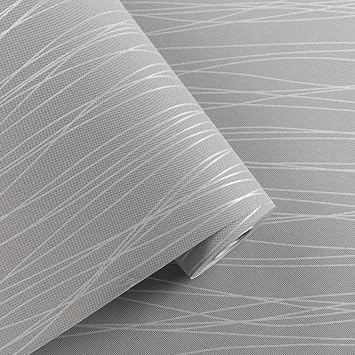 Baketron Grey Striped Wallpaper Modern 3D Embossed Wallpaper Metallic Silver Glitter Textured Wallpapers for Bedroom Adults Teenager Living Room Lounge Hallway Hall