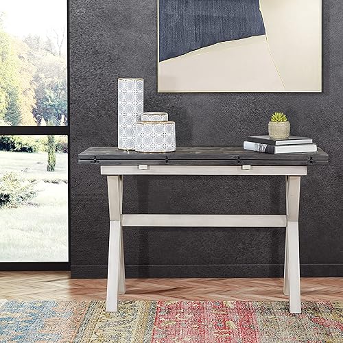Miniatura 12 de OSP Home Furnishings Kristen Flip-Top Expanding Desk to Dining Table, Charcoal Finish acabado gris oscuro,Acabado gris lavado envejecido