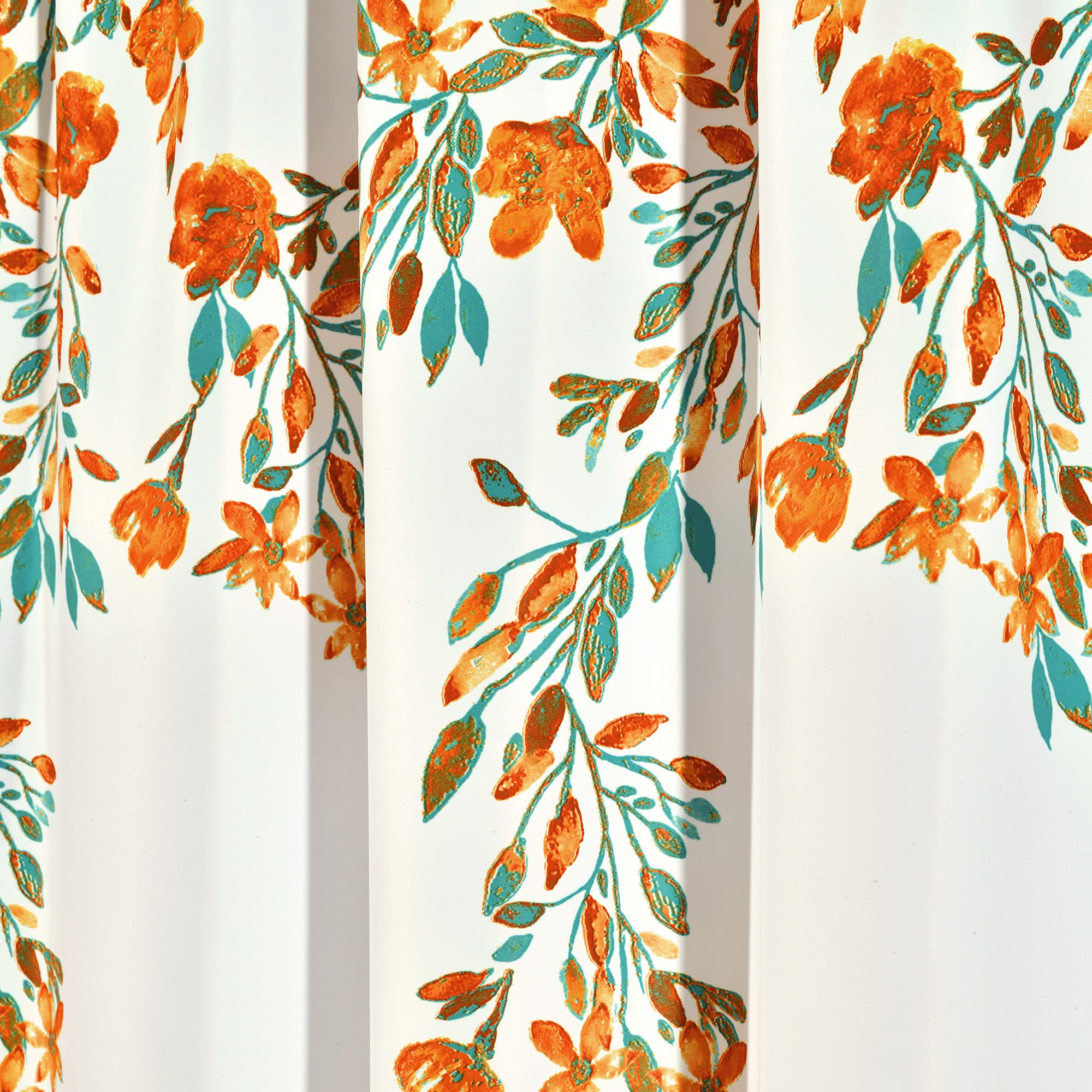 Lush Decor Tanisha Cortinas | Juego de Paneles de Ventana con diseño Floral para oscurecer la habitación, Mandarina y Turquesa, 84" x 52"