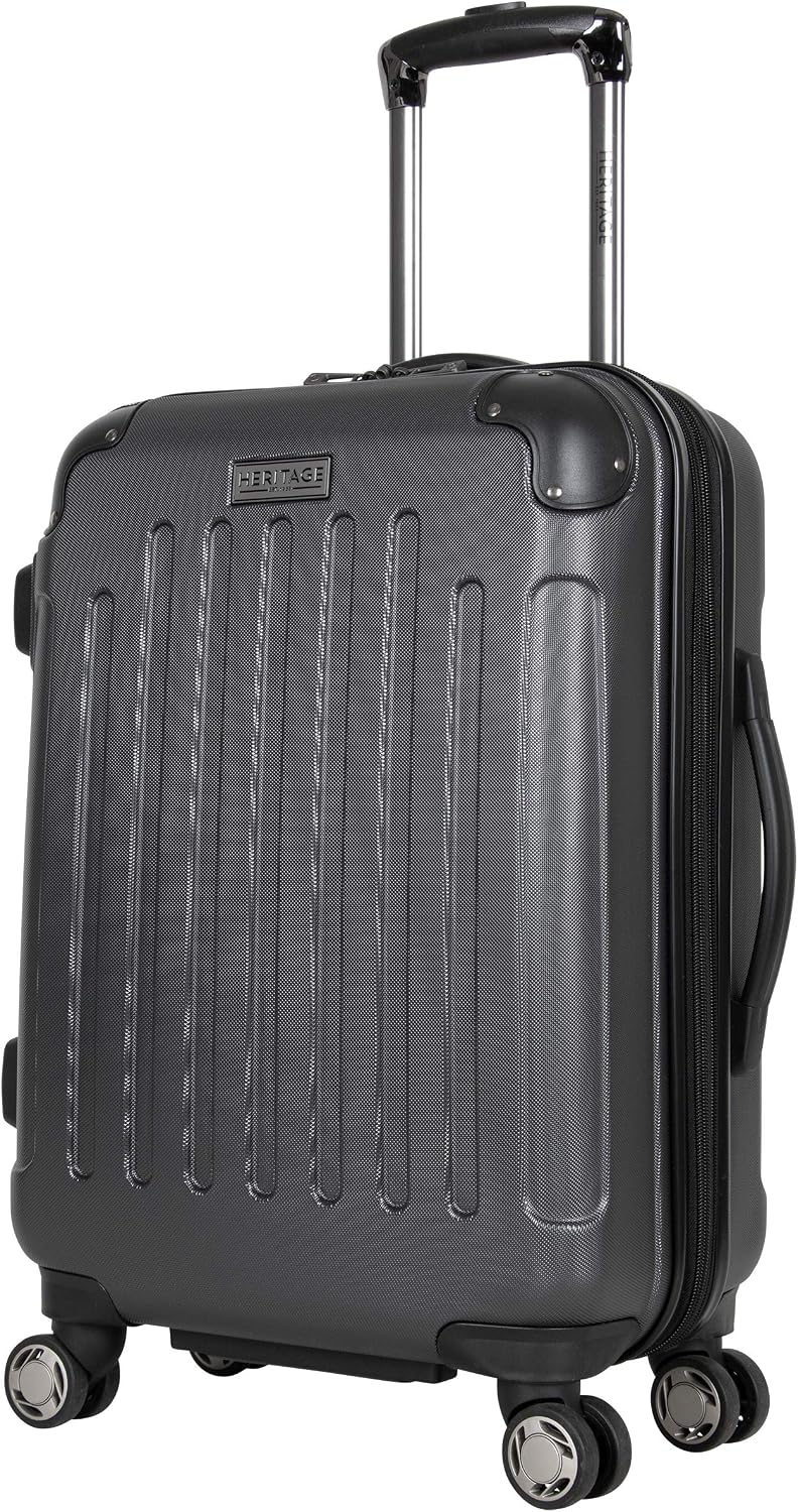 Heritage Travelware Logan Square 20" Lightweight Hardside Expandable 8-Wheel Spinner Carry-On Suitcase, Charcoal