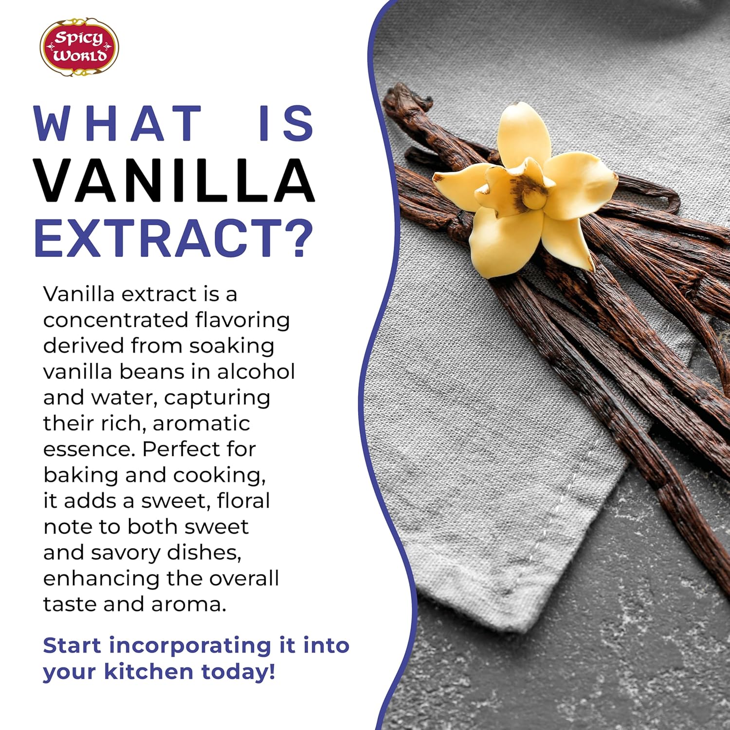 Spicy World Pure Vanilla Extract 16oz - 100% Real Vanilla Extract - For Cooking, Drinks & Desserts - 100% Vegan, Sugar Free & Kosher - Non-GMO & Gluten-Free - Glass Bottle (16 Ounce Bottle)