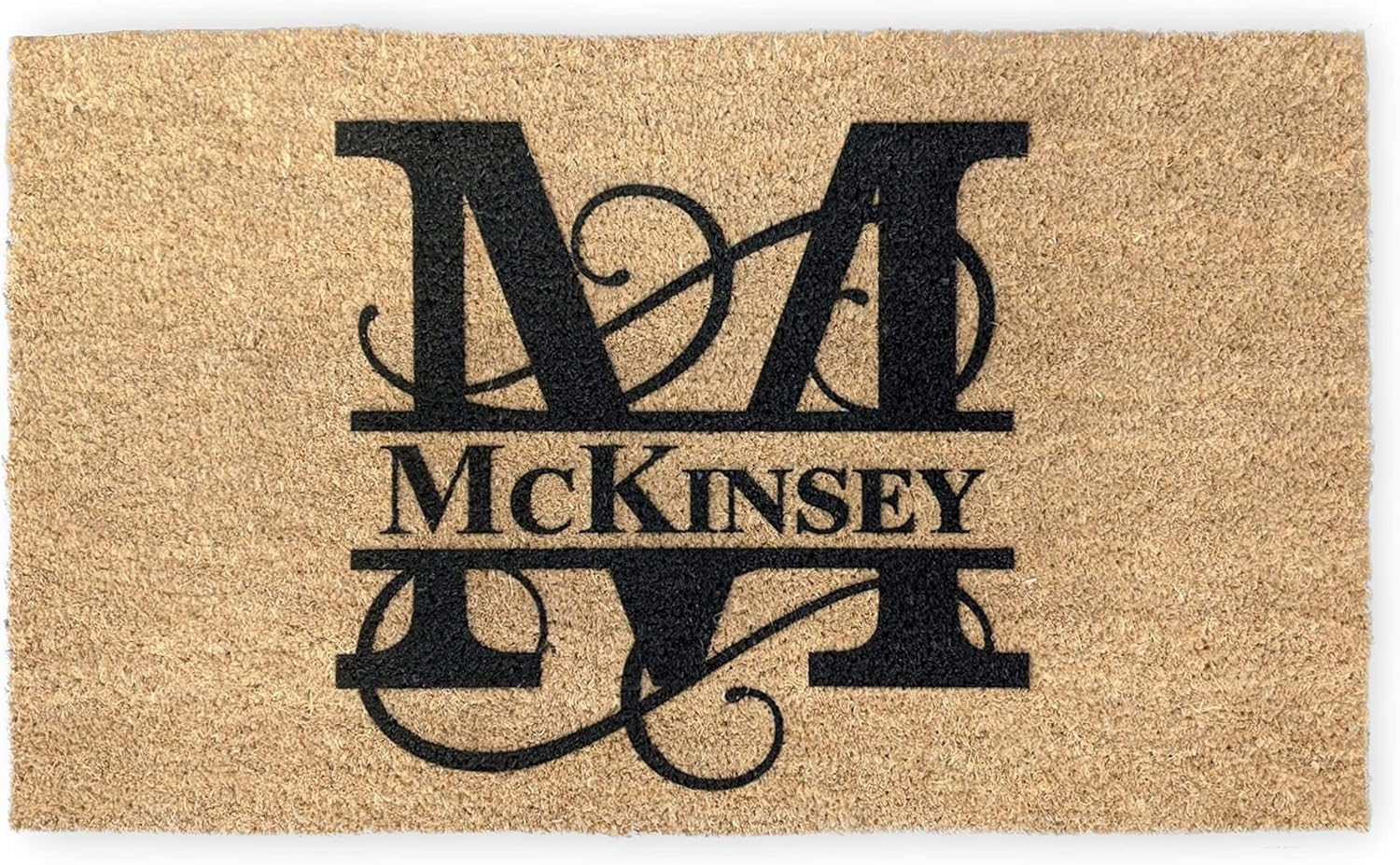 MRC Wood Products Personalized Split Monogram 24" x 36" Custom Doormat Door Mat for Front Door (24" x 36")