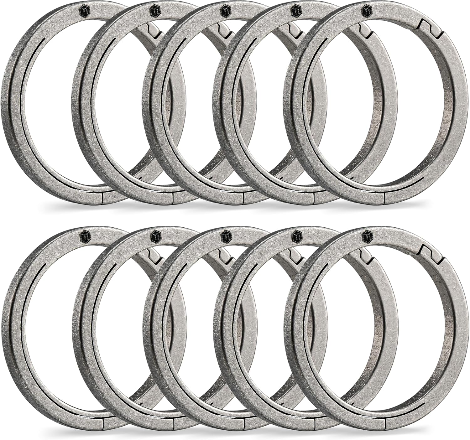 KeyUnity KA44SW 10PCS Titanium Side Pushing Key Ring, Quick Release Minimalist Split Keychain Ring for Carabiner, Car & Home Keys