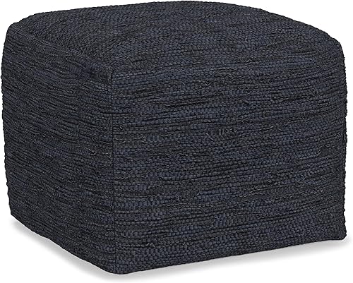 Miniatura 25 de SIMPLIHOME Grady Puf cuadrado contemporáneo en tono tierra marrón tejido a mano para la sala de estar, el dormitorio y la habitación de los niños