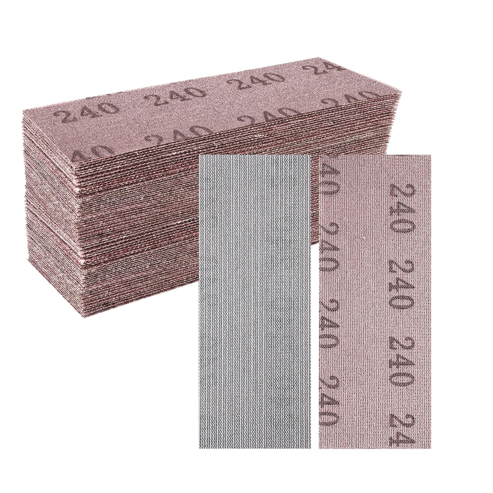 Sruhrak 50PCS Sanding Sheets 70 x 198 mm Hook and Loop Net Sandpaper, 240 Grits, For Wood Metal Plaster & Furniture Sanding, Fits Hand Sanders