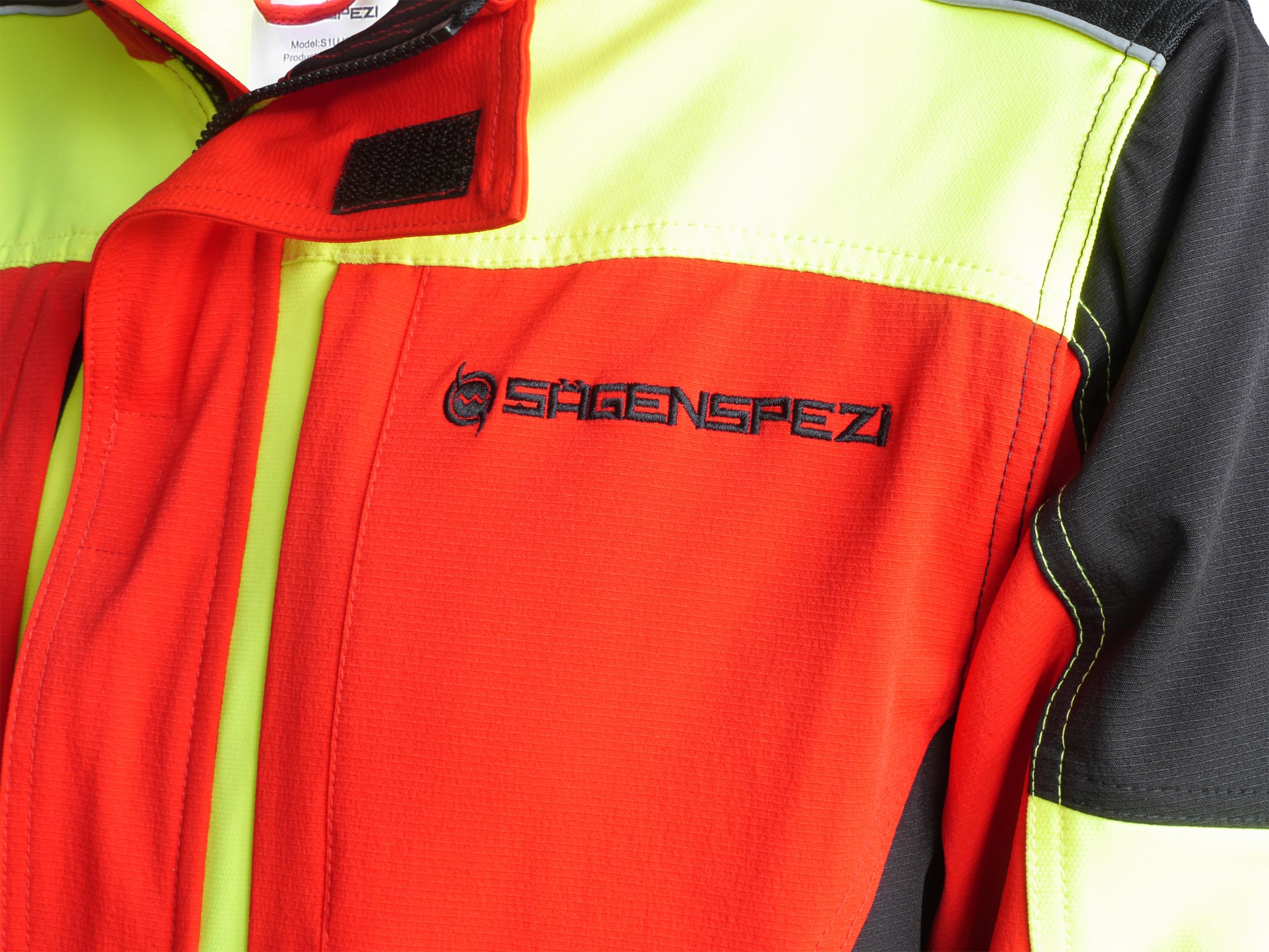 Sägenspezi Forstjacke S1 Ultra rot/neon gelb/schwarz