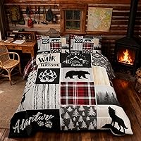 Vista 59 de Juego de edredón Deer Bear para niños tamaño completo, juego de ropa de cama rústica de aventura de caza para decoración de habitación de niños