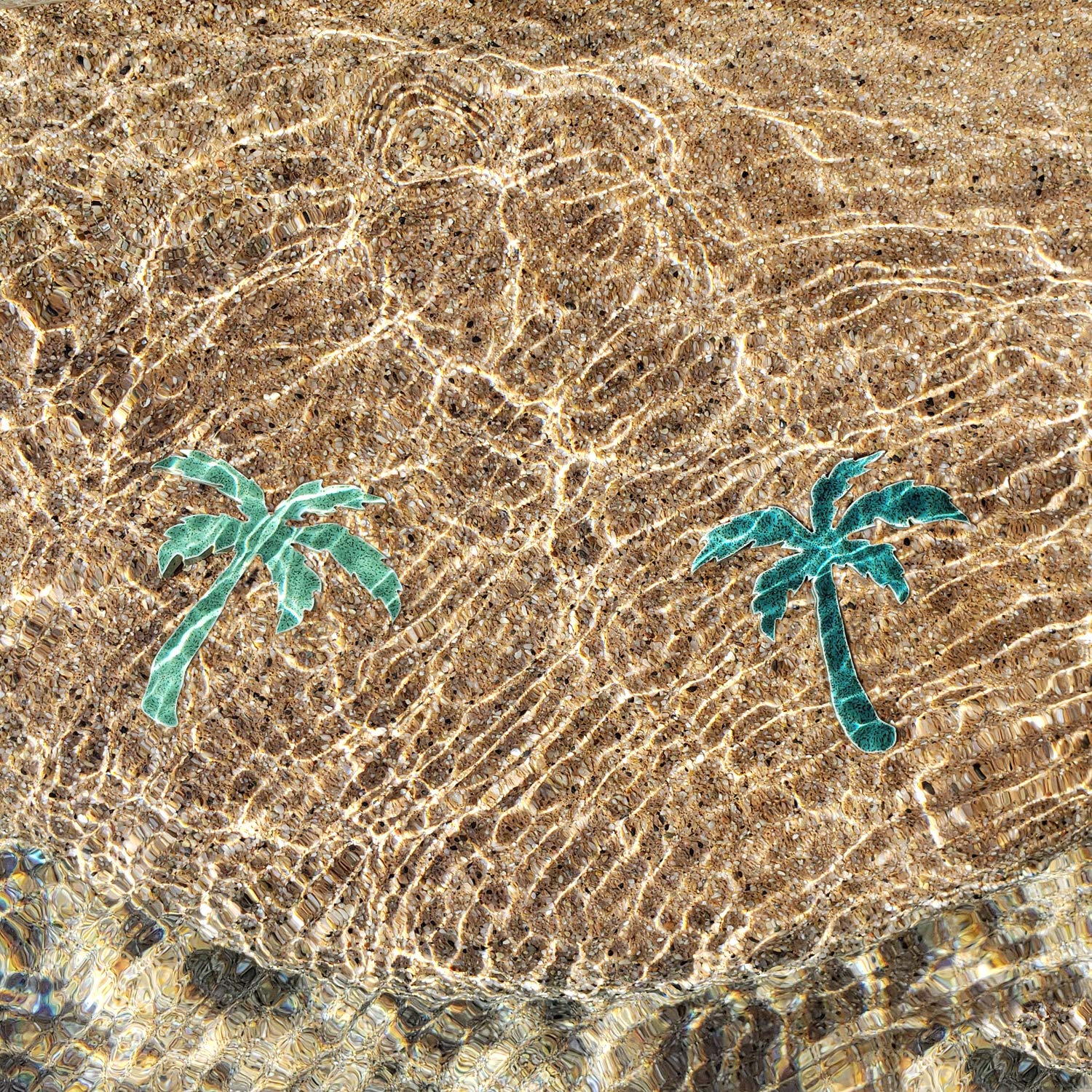 Aquatic Custom Tile Porcelain Swimming Pool Glitter Palm Tree Step Marker Mosaic (5