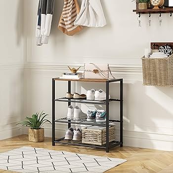 COSTWAY Industrial Shoe Rack, 5-Tiers Shoe Storage Organiser Stand With