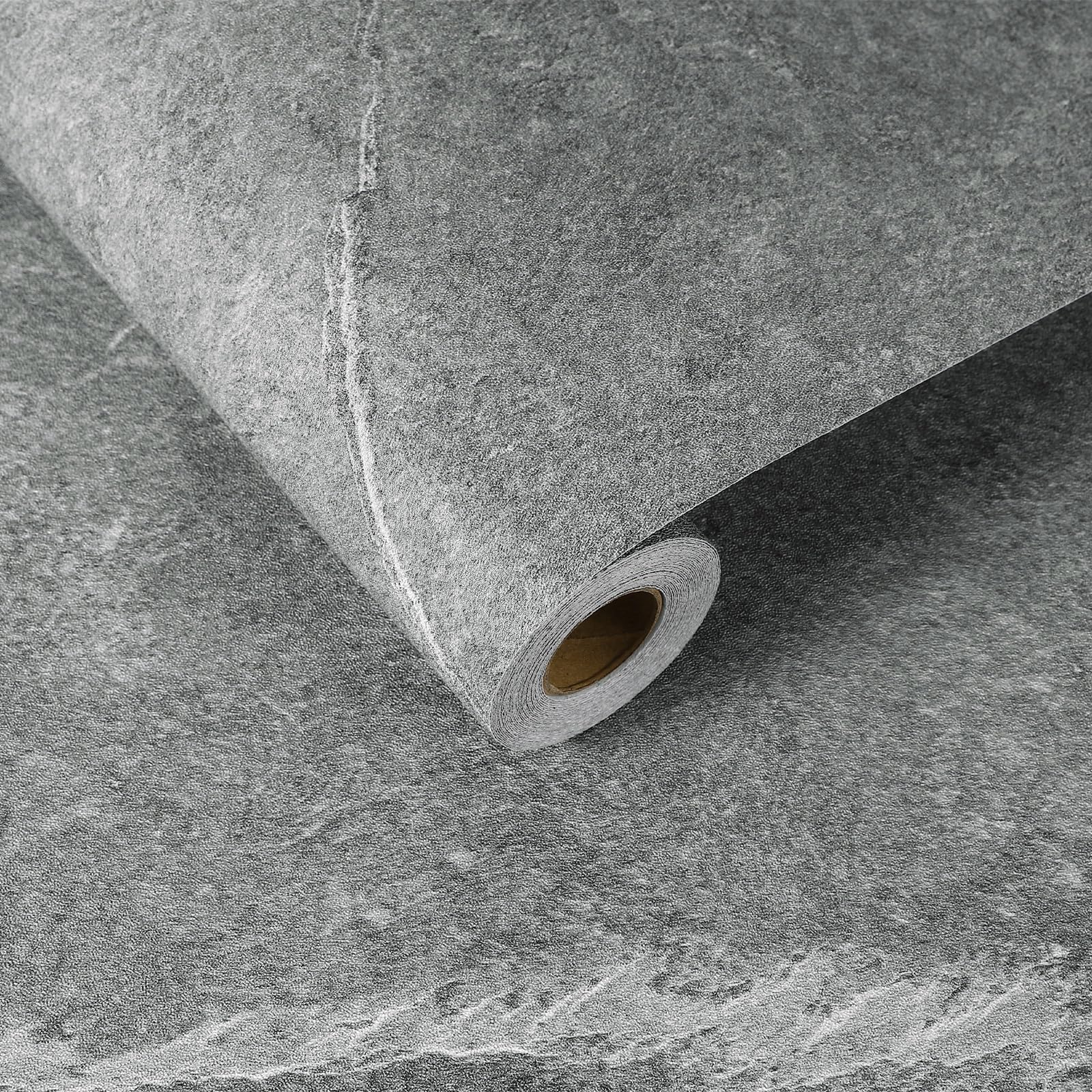 sourcing map 5m x 40cm Concrete Wallpaper, Industrial Concrete Cement Contact Paper Vinyl Stained Matte Stripe Textured Adhesive Wallpaper for Kitchen Countertop Cabinet Bathroom, Dark Grey