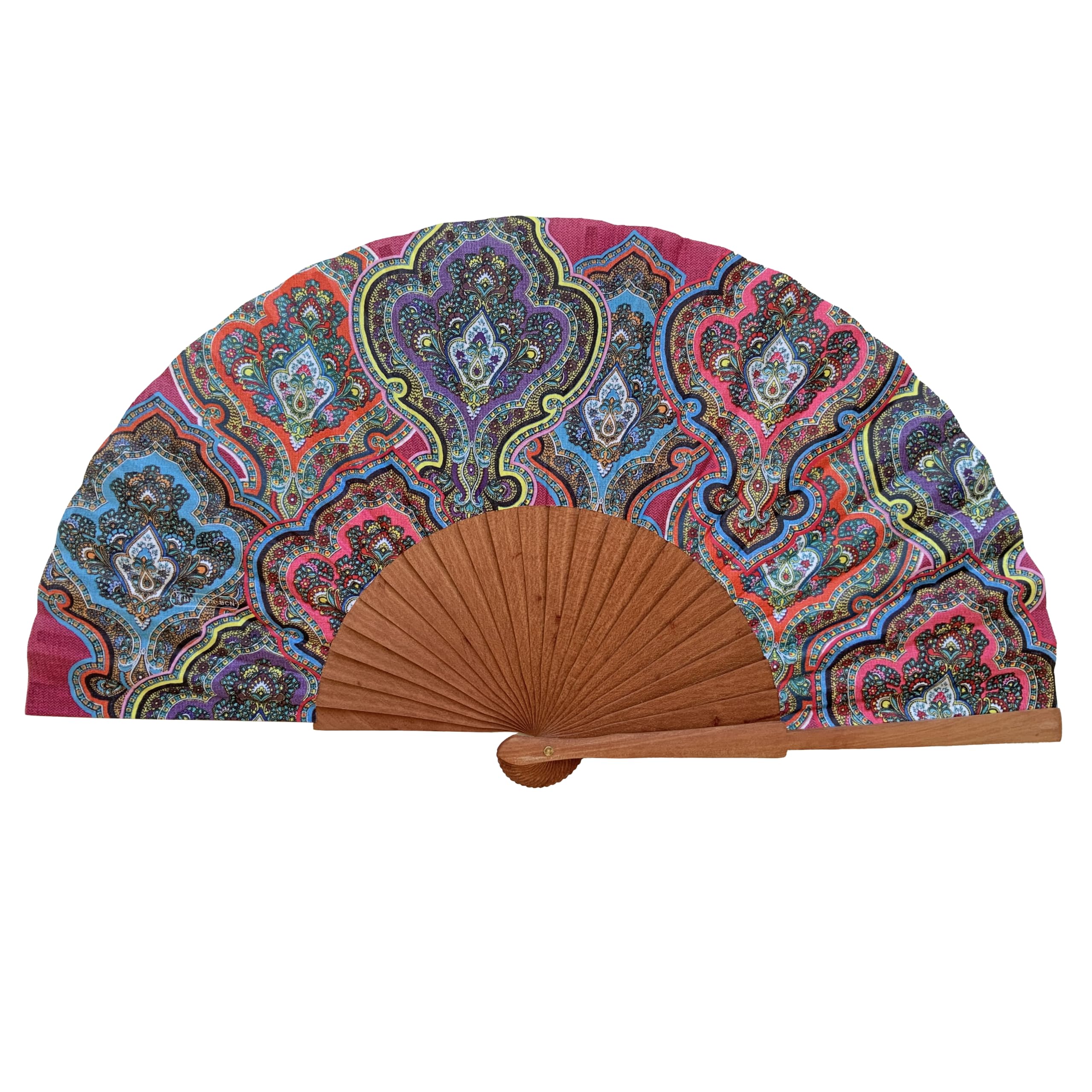 Tusitala Barcelona Éventail espagnol Celosía - Bois et coton - 23 cm - Étui et housse en jute - Accessoire de mode - Fabriqué à la main en Espagne - Événements et Tusitala Barcelona Éventail espagnol Celosía - Bois et coton - 23 cm - Étui et housse en jute - Accessoire de mode - Fabriqué à la main en Espagne - Événements et