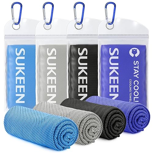 Sukeen 4 Pack Cooling Towels (40"x12"), Cooling Neck Wraps, Ice