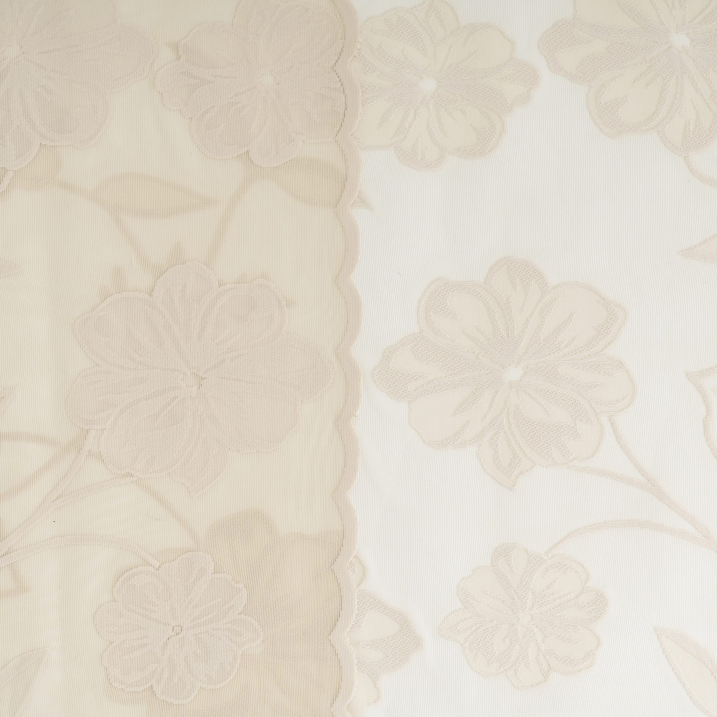 Tende beige semitrasparenti con pizzo per camera da letto, 228,6 cm di lunghezza, stile country chic, motivo floreale di rose, ricamate, trasparenti, tende per soggiorno, finestre a foglia, tende con