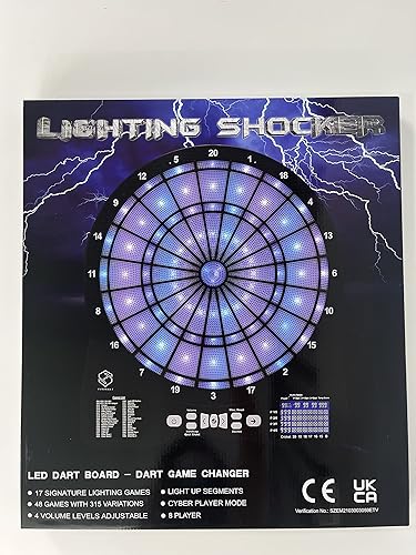 Miniatura 8 de Turnart Tablero electrónico de dardos, segmentos iluminados de 13 pulgadas, juegos basados en luz, tablero eléctrico para adultos, segmento