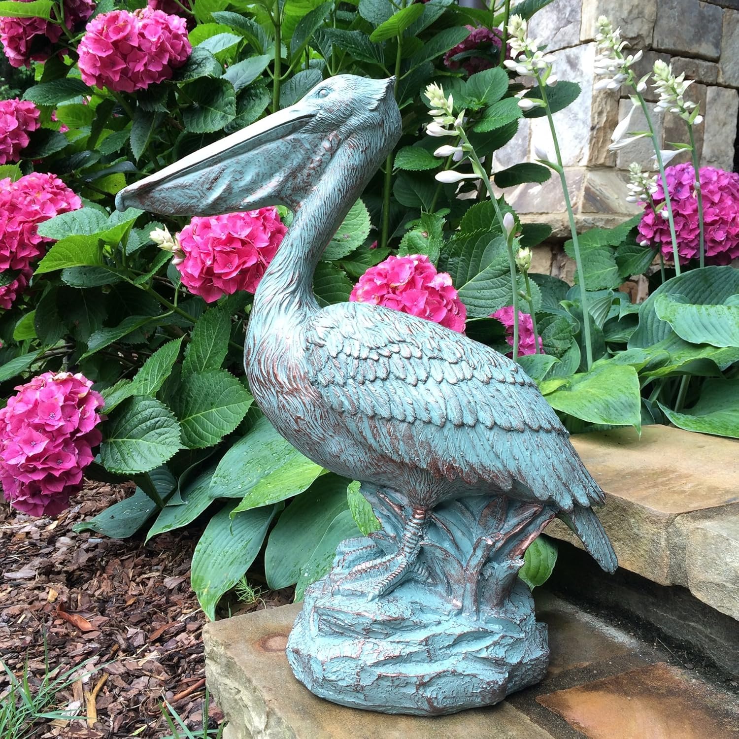 homestyles Classic Beautiful Large Bronze Patina Pelican Shorebird Garden Pond Beach