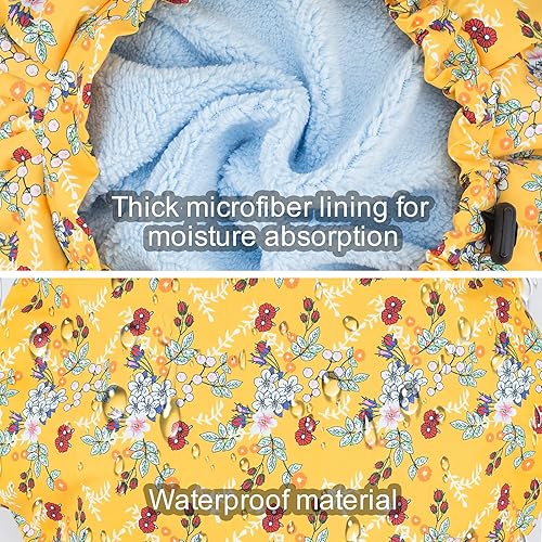 Miniatura 3 de Gorro de ducha de lujo para mujer, impermeable, reutilizable, doble capa, forro de microfibra con función de cabello seco, extra grande para cabello