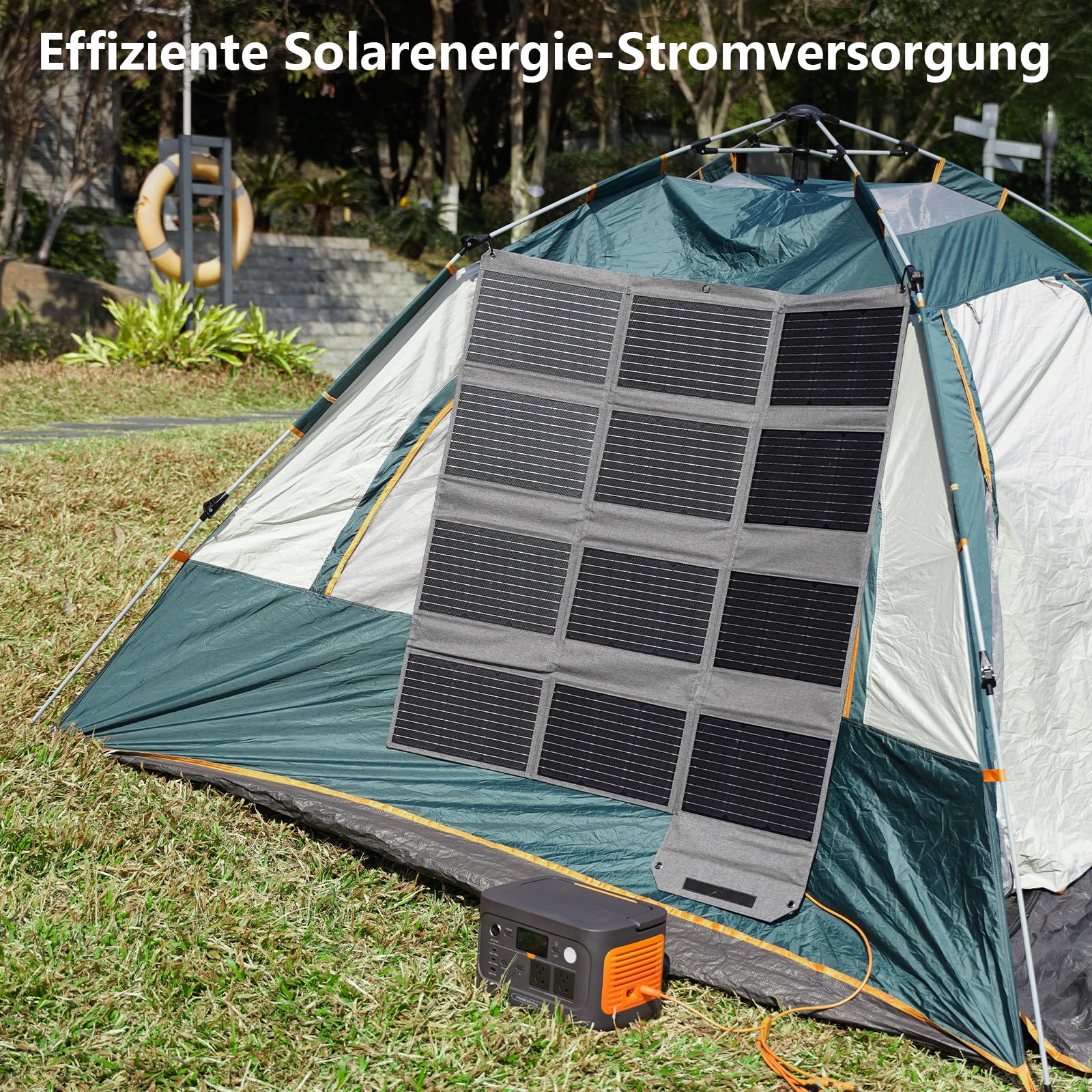 120W Tragbares Solarpanel, 19V faltbares Solarladegerät mit USB C, USB A und DC Ausgängen, IP65 Wasser- und staubdicht, für tragbare Power Station, iPhone, iPad, Camping, Wandern, Outdoor-Reisen