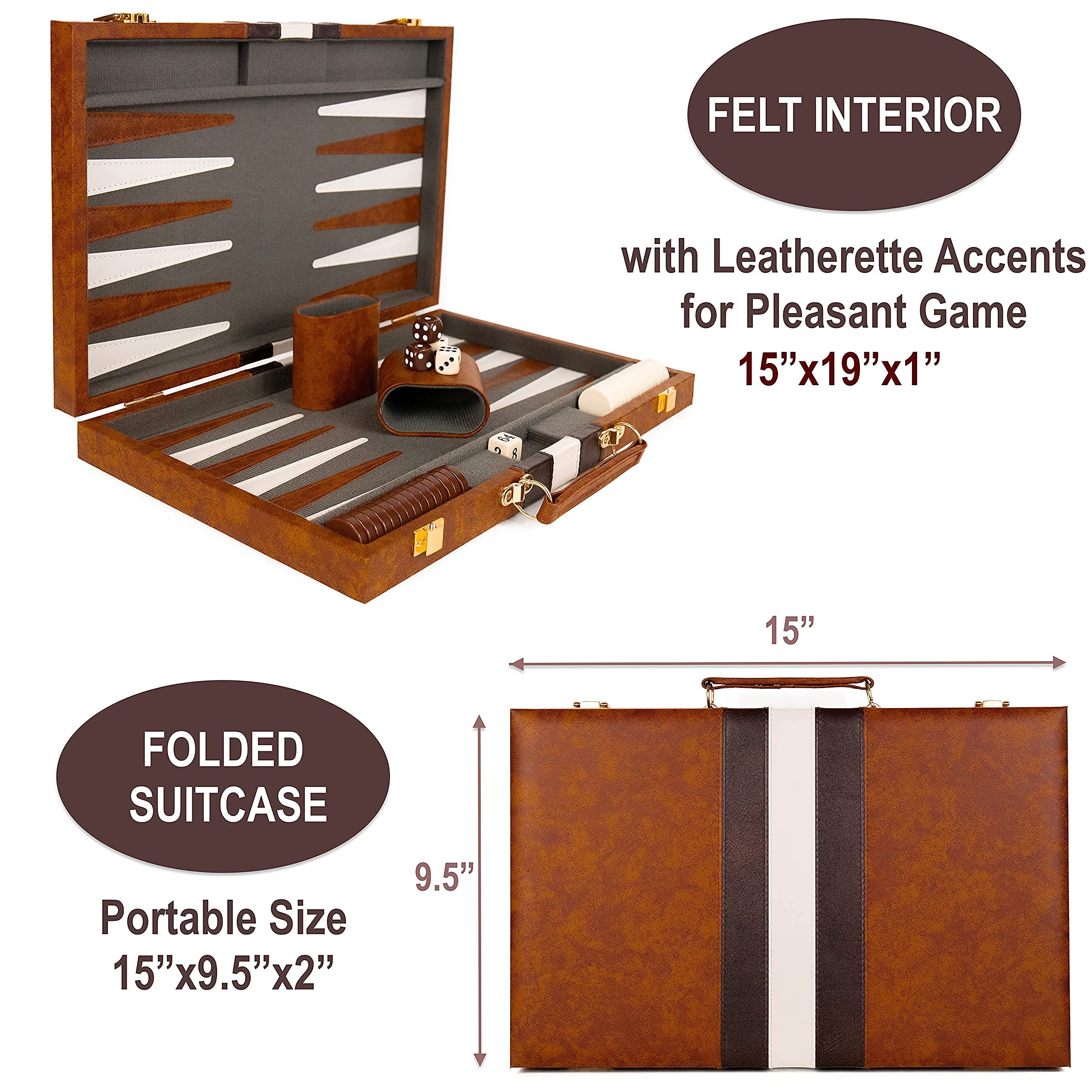 Buy Backgammon Set 15 Inch Classic Backgammon Board Game Sets Handheld Backgammon Sets for