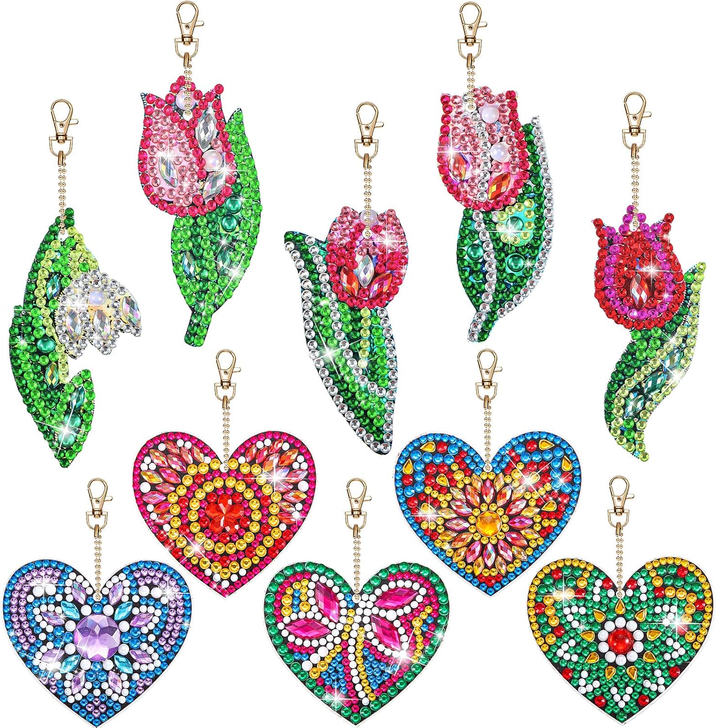 Sureio 10 Pack Diamond Painting Keychains Kit Diamond Art
