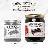 Vista 4 de Cerezas de cóctel Península Premium. Ganador de premios. Rojo borgoña intenso. Suave como la seda, rico jarabe. Lujoso sabor afrutado y agridulce.