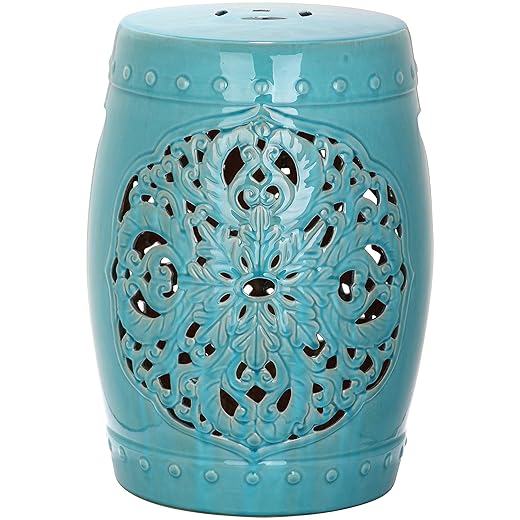 Safavieh Flora Glazed Ceramic Decorative Garden Stool, Blue