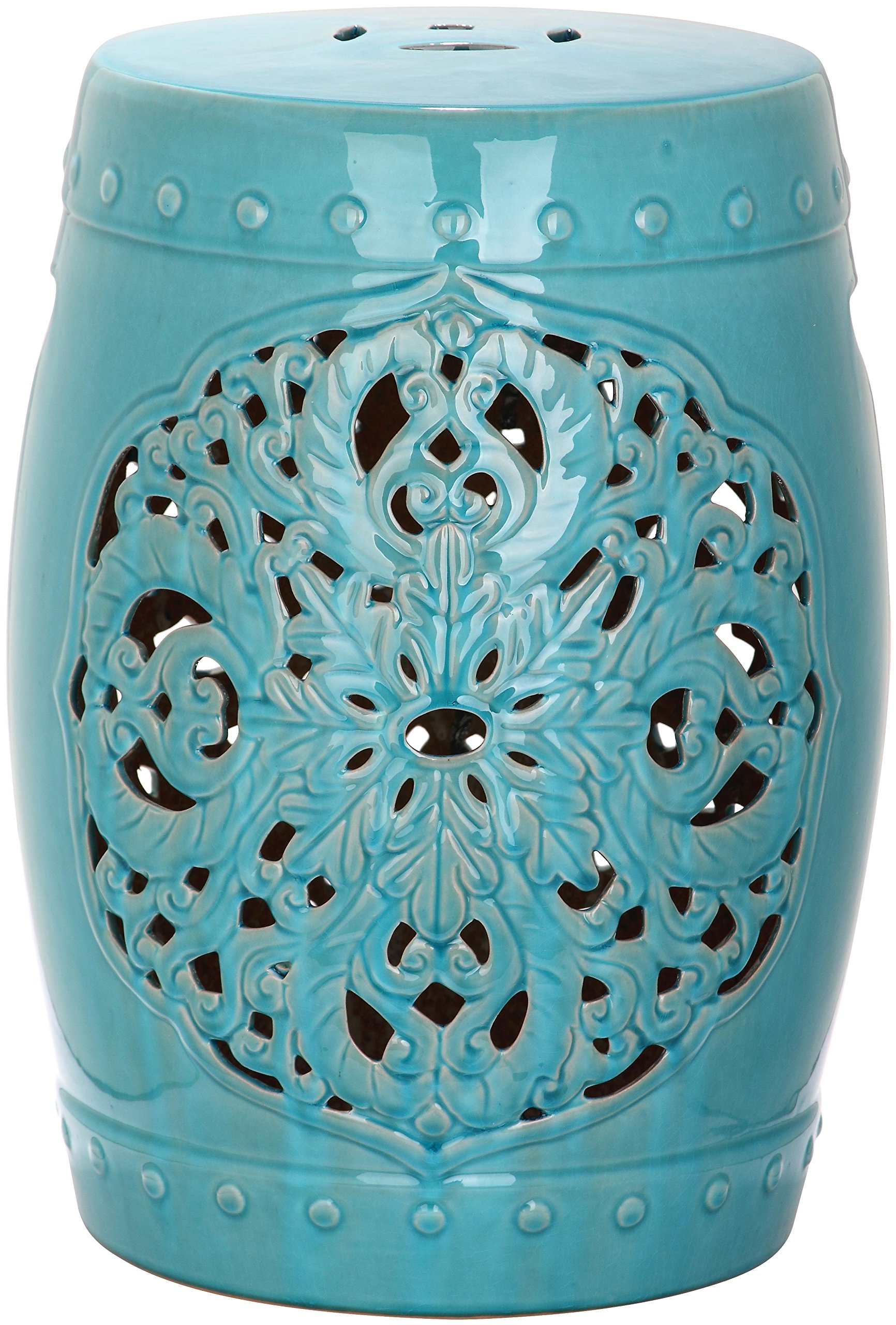 Safavieh Flora Glazed Ceramic Decorative Garden Stool, Blue